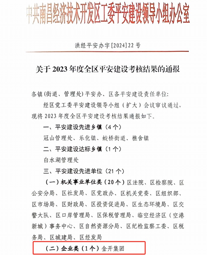 喜报！集团荣获2023年度全区平安建设先进单位